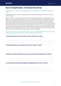 Free Electricity Comprehension | Year 4 Supported | BookFlik
