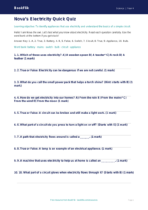 Free Electricity Quiz | Year 4 Supported | BookFlik