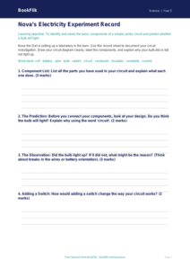 Free Electricity Worksheet | Year 5 Science | BookFlik