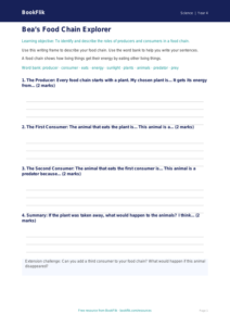 Free Food Chains Writing Frame | Year 4 Supported | BookFlik