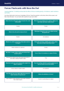 Free Forces Flashcards | Year 5 Science Worksheet | BookFlik