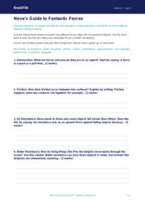Free Forces Writing Frame | Year 5 Science Worksheet | BookFlik