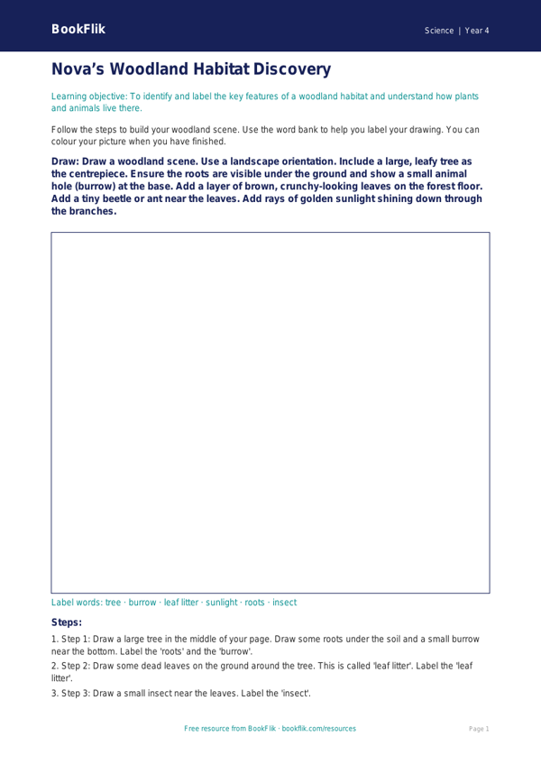 Free Habitats Drawing Sheet | Year 4 Supported | BookFlik worksheet preview — Science Habitats