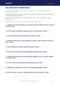 Free Habitats Quiz | Year 4 Supported | BookFlik