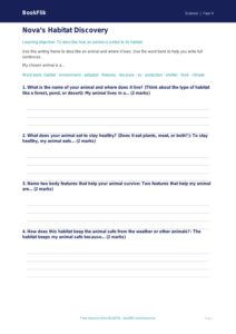 Free Habitats Writing Frame | Year 4 Supported | BookFlik