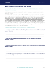 Free Habitats Comprehension | Year 5 Core | BookFlik