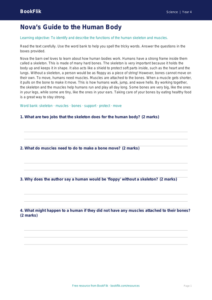 Free Human Body Comprehension | Year 4 Supported | BookFlik