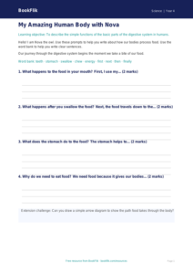 Free Human Body Writing Frame | Year 4 Supported | BookFlik