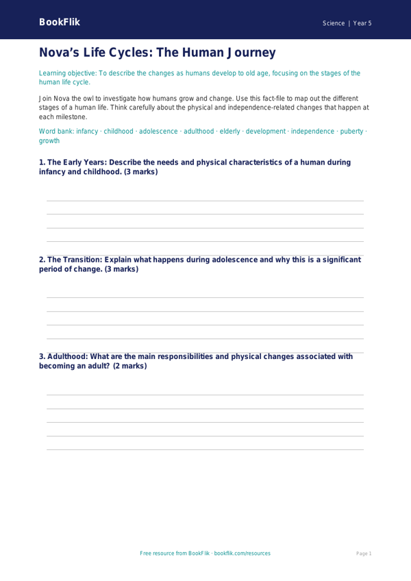 Free Human Body Template | Year 5 Core | BookFlik worksheet preview — Science Human Body