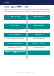 Free Light Flashcards | Year 4 Supported | BookFlik