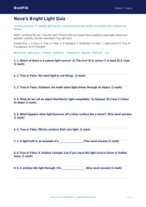 Free Light Quiz | Year 4 Supported | BookFlik
