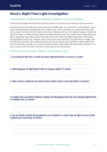 Free Light Comprehension | Year 5 Core | BookFlik