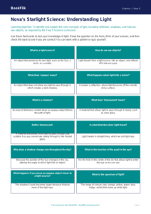 Free Light Flashcards | Year 5 Science Worksheet | BookFlik