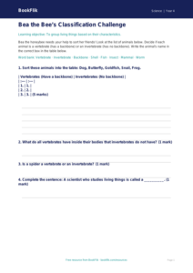Free Living Things Activity Sheet | Year 4 Supported | BookFlik
