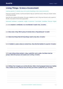Free Living Things Assessment | Year 4 Supported | BookFlik