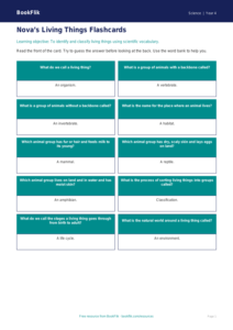 Free Living Things Flashcards | Year 4 Supported | BookFlik