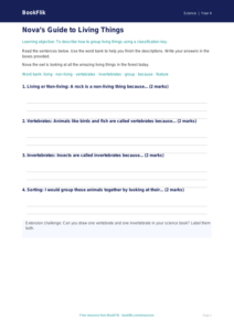 Free Living Things Writing Frame | Year 4 Supported | BookFlik