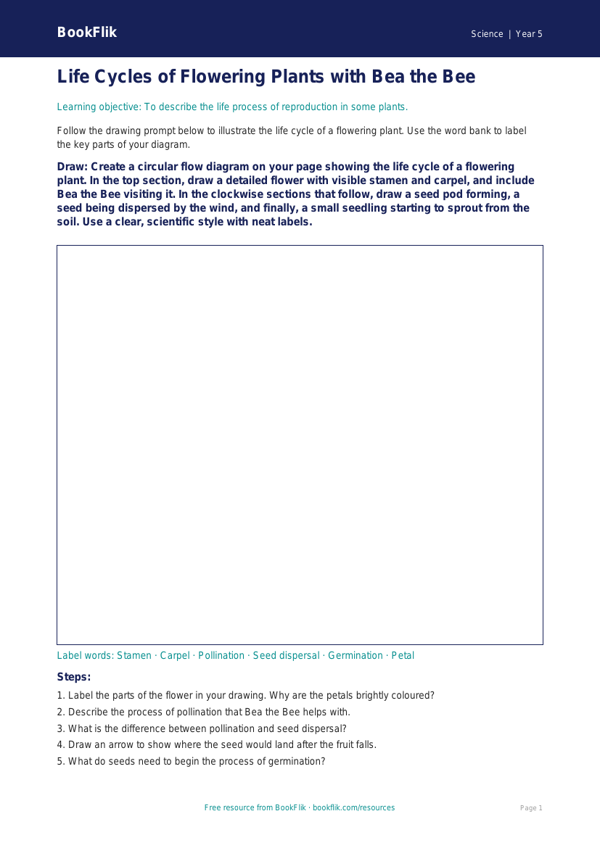 Free Living Things Drawing Sheet | Year 5 Core | BookFlik worksheet preview — Science Living Things