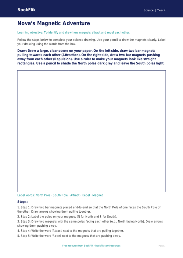 Free Magnets Drawing Sheet | Year 4 Supported | BookFlik worksheet preview — Science Magnets