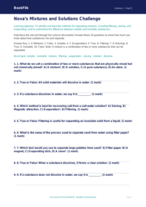 Free Mixtures Quiz | Year 5 Science Worksheet | BookFlik