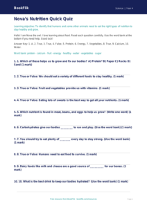 Free Nutrition Quiz | Year 4 Supported | BookFlik