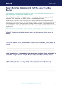 Free Nutrition Assessment | Year 5 Core | BookFlik