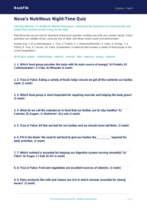 Free Nutrition Quiz | Year 5 Core | BookFlik