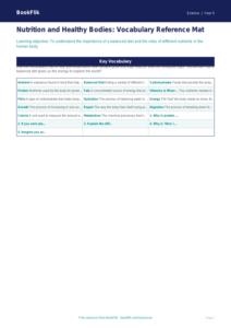Free Nutrition Word Mat | Year 5 Core | BookFlik