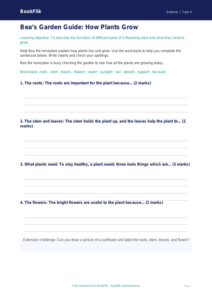 Free Plants Writing Frame | Year 4 Supported | BookFlik