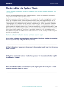 Free Plants Comprehension | Year 5 Core | BookFlik