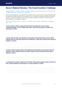 Free Properties Of Materials Activity Sheet | Year 4 Greater Depth | BookFlik