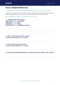 Free Properties Of Materials Activity Sheet | Year 4 Supported | BookFlik