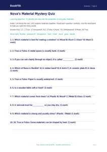 Free Properties Of Materials Quiz | Year 4 Supported | BookFlik