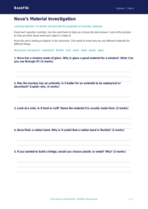 Free Properties Of Materials Worksheet | Year 4 Supported | BookFlik