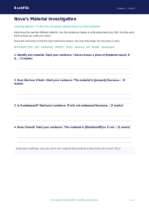 Free Properties Of Materials Writing Frame | Year 4 Supported | BookFlik