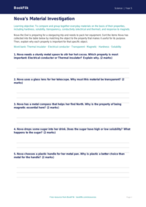 Free Properties Of Materials Activity Sheet | Year 5 Core | BookFlik