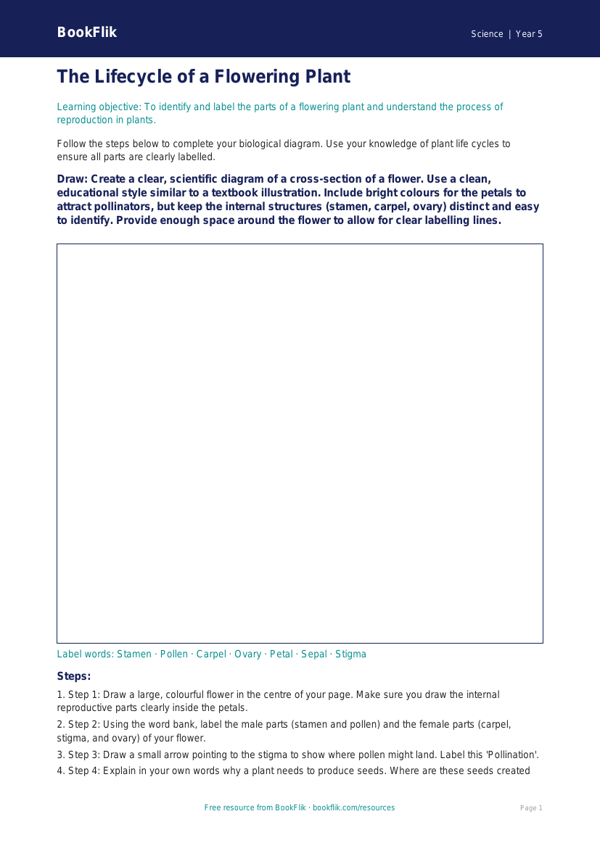 Free Reproduction Drawing Sheet | Year 5 Core | BookFlik worksheet preview — Science Reproduction