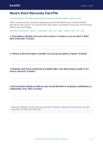 Free Rocks and Fossils Worksheet | Year 4 Science | BookFlik