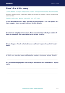 Free Rocks Worksheet | Year 4 Science Activity | BookFlik