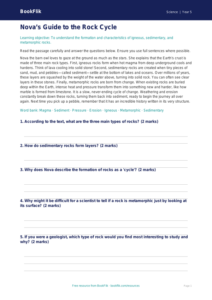 Free Rocks Comprehension Worksheet | Year 5 Science | BookFlik