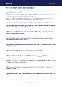 Free Rocks Quiz | Year 5 Core | BookFlik