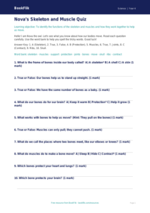 Free Skeleton And Muscles Quiz | Year 4 Supported | BookFlik