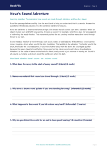 Free Sound Comprehension Worksheet | Year 4 Science | BookFlik