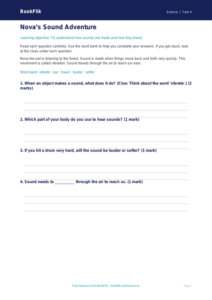 Free Sound Worksheet | Year 4 Science Activity | BookFlik