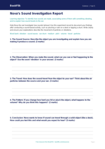 Free Sound Worksheet | Year 5 Science Template | BookFlik