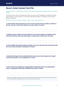 Free Space Worksheet for Year 5 | Science Activity | BookFlik
