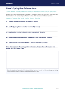 Free Spring Science Activity Sheet | Year 4 Supported | BookFlik