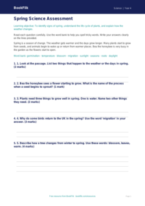 Free Spring Science Assessment | Year 4 Supported | BookFlik