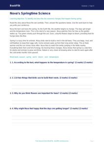 Free Spring Science Comprehension | Year 4 Supported | BookFlik