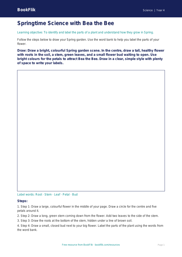 Free Spring Science Drawing Sheet | Year 4 Supported | BookFlik worksheet preview — Science Spring Science